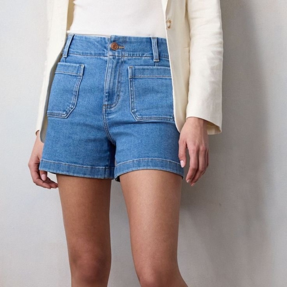LC Lauren Conrad Medium Blue High-Rise Denim Shorts